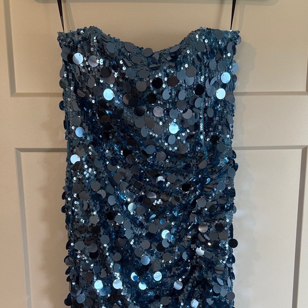 Forever 21 Blue Sequin Strapless Dress